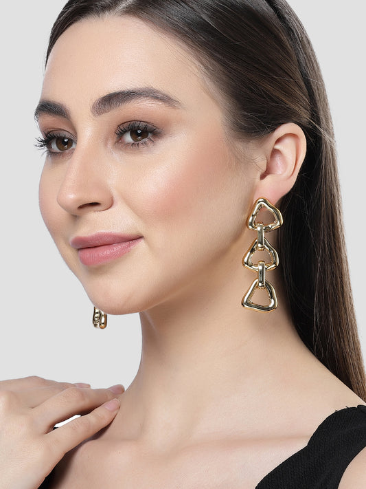 KARATCART Gold-Plated Contemporary Drop Earrings for Women
