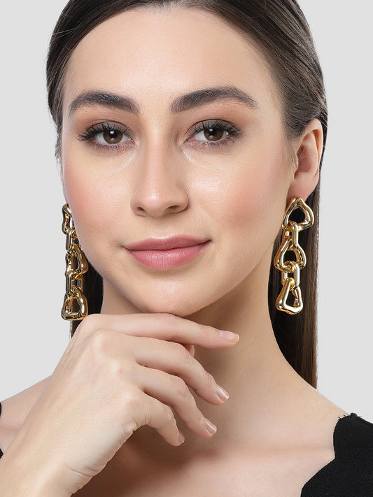KARATCART Gold-Plated Contemporary Drop Earrings for Women