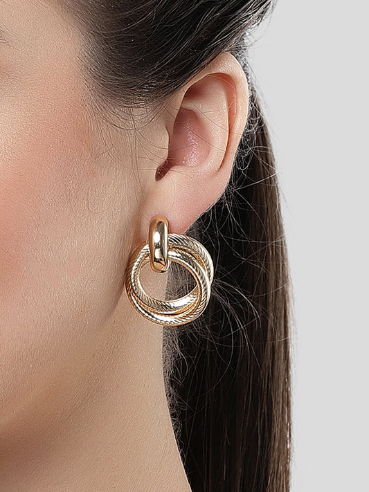 KARATCART Gold-Plated Double Hoop Earrings for Women