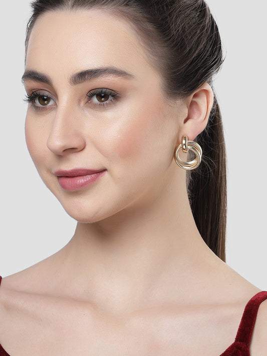 KARATCART Gold-Plated Double Hoop Earrings for Women