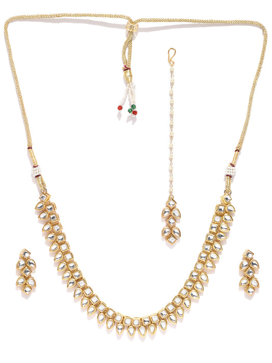 Karatcart Gold-Plated Handcrafted Kundan Stone-Studded Necklace Set