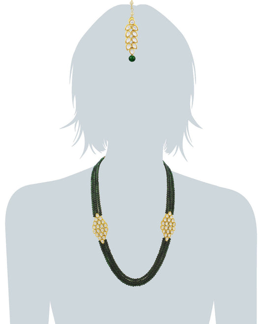 22K GoldPlated Antique Rani Haar Kundan Necklace Set