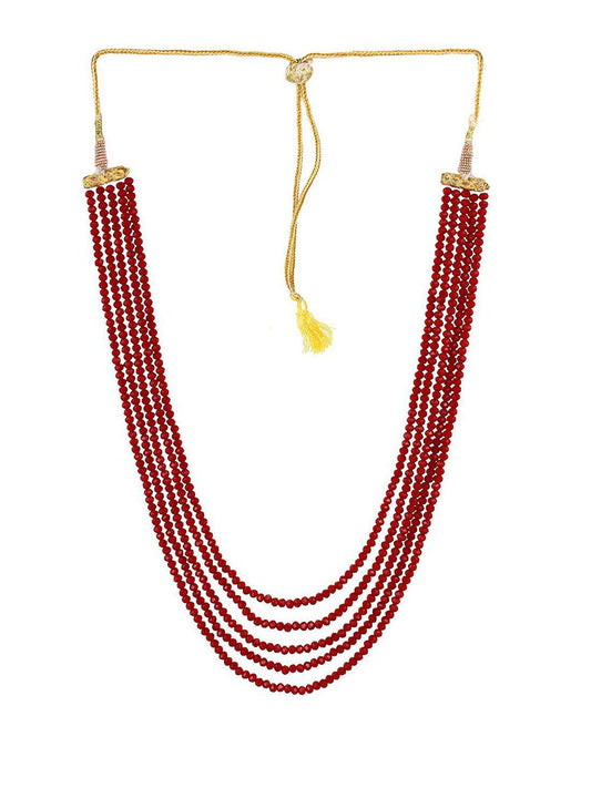 Red Crystal Beads Multi-Strand Necklace Set