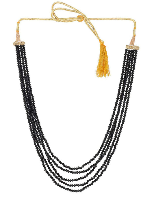 Black Crystal Beads Multi-Strand Necklace Set