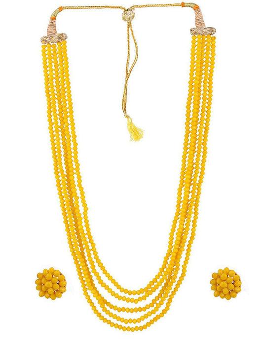 Yellow Crystal Beads Multi-Strand Necklace Set