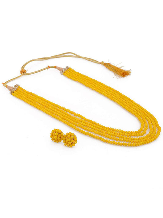 Yellow Crystal Beads Multi-Strand Necklace Set