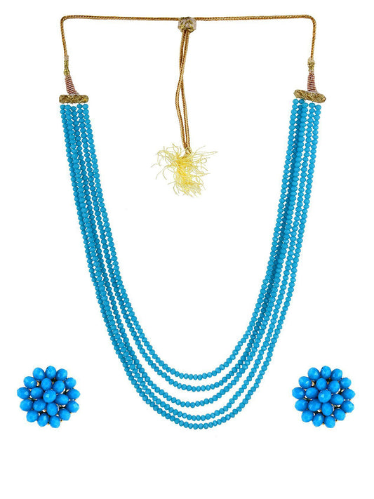 Blue Crystal Beads Multi-Strand Necklace Set