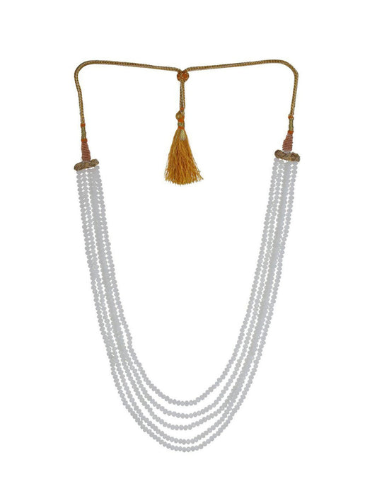 White Crystal Beads Multi-Strand Necklace Set