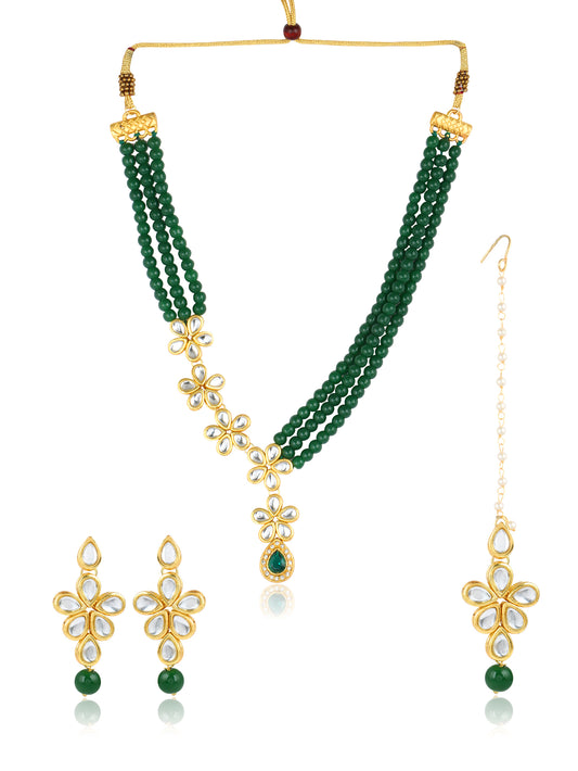 22K GoldPlated Antique origins Kundan Necklace Set for Women