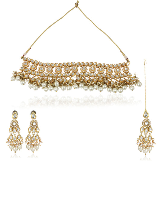 Karatcart 22K GoldPlated Kundan Choker Necklace Set