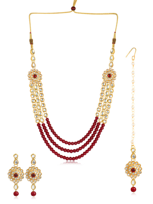 Karatcart 22K GoldPlated Kundan Rani Haar Necklace Set