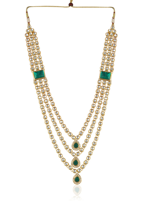 Karatcart 22K GoldPlated Kundan Rani Haar Necklace Set for Women