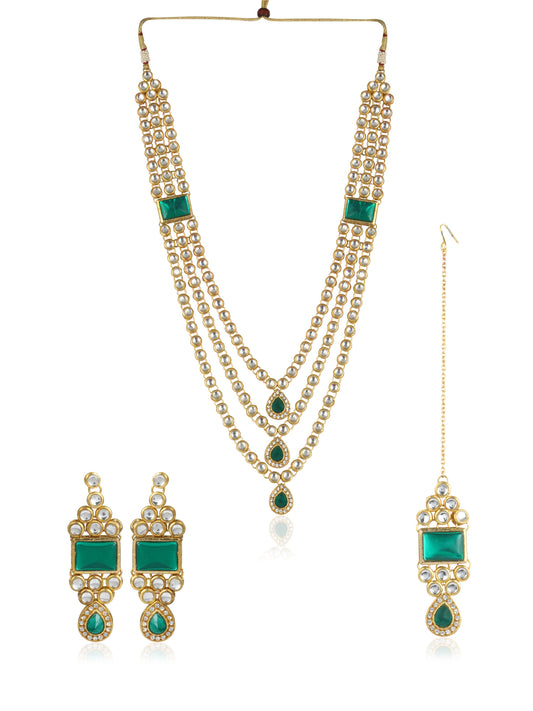 Karatcart 22K GoldPlated Kundan Rani Haar Necklace Set for Women