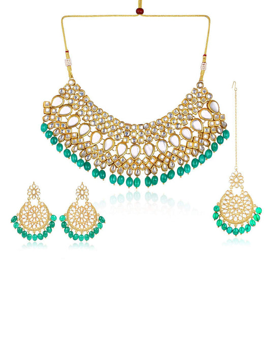 Kundan Broad Choker Necklace Set for Woman