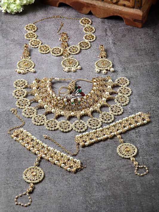 Golden Kundan Studded Bridal Necklace Set