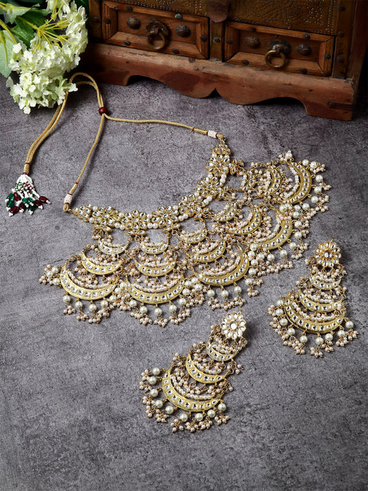 Kundan & Pearls Studded Layered Bridal Set
