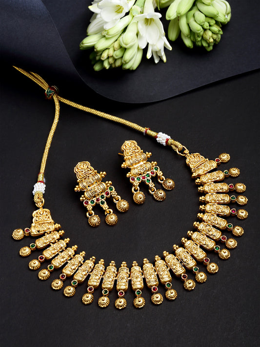 Karatcart Gold Plated Classic Temple Necklace Set