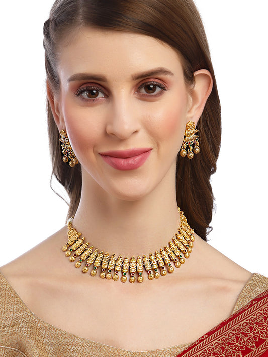 Karatcart Gold Plated Classic Temple Necklace Set