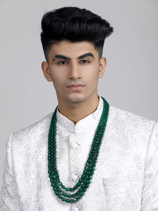 Traditional Green Beads Maharaja Moti Mala for Men