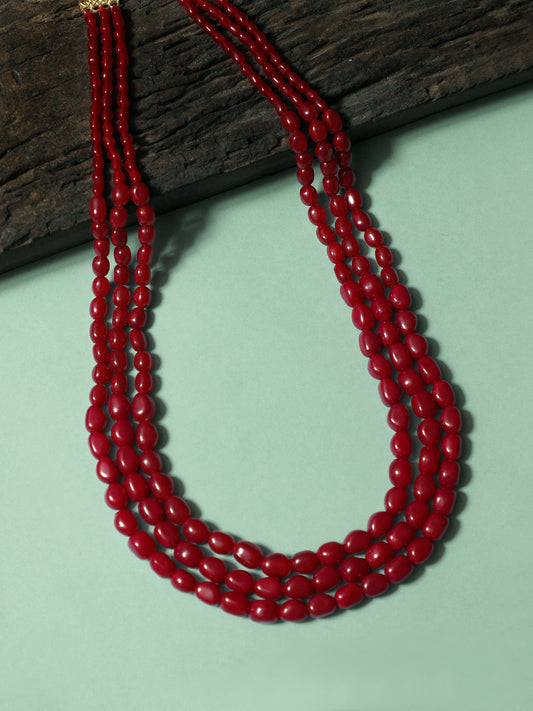 Traditional Red Beads Maharaja Moti Mala for Men