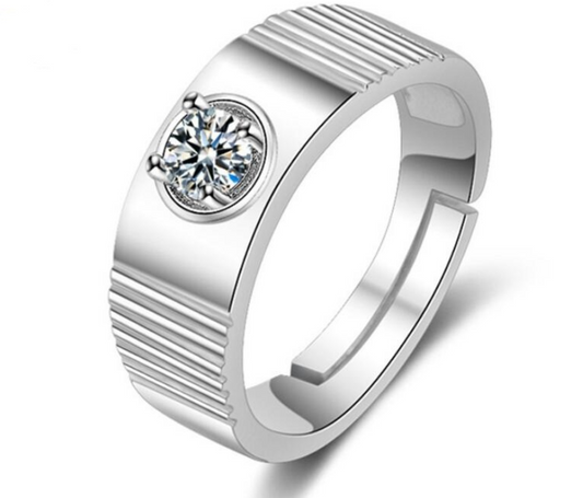 Platinum Plated Austrian Crystal Adjustable Men Ring
