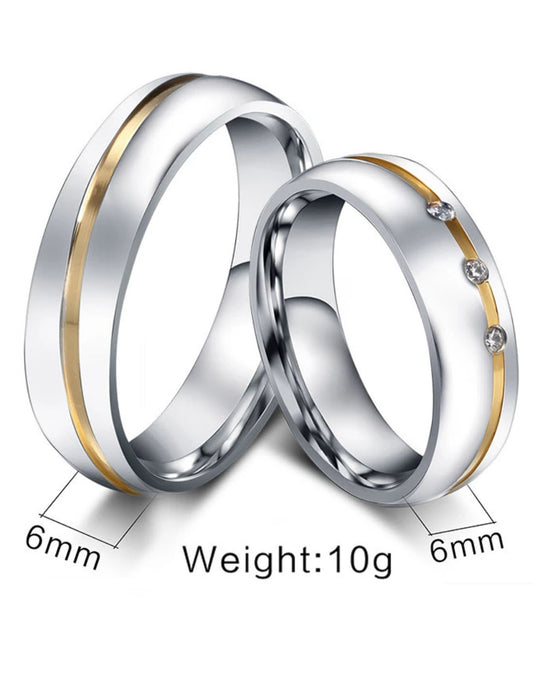 Silver Titanium Elegant Couple Band Ring