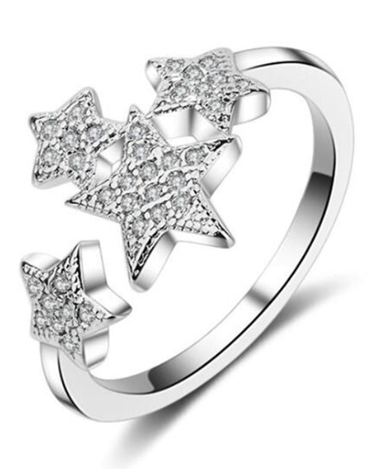 Platinum Plated Elegant Austrian Crystal Adjustable Ring