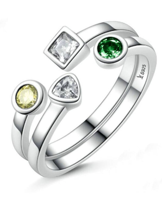 Platinum Plated Elegant Austrian Crystal Ring Set