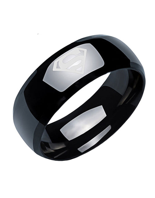 Titanium Stainless Steel Superman Logo Ring for Men
