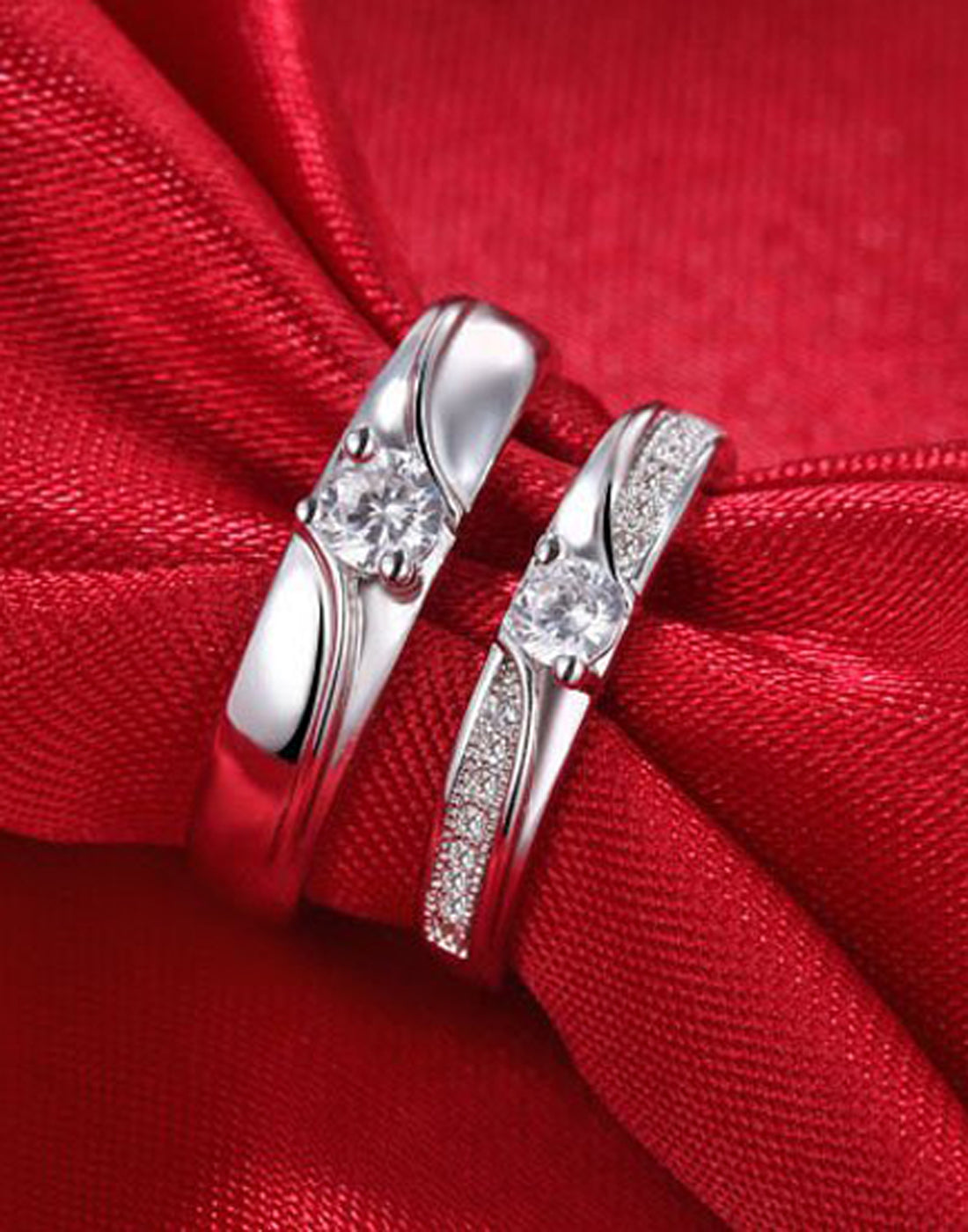 Platinum Plated Elegant Couple Adjustable Solitaire for Men and Women