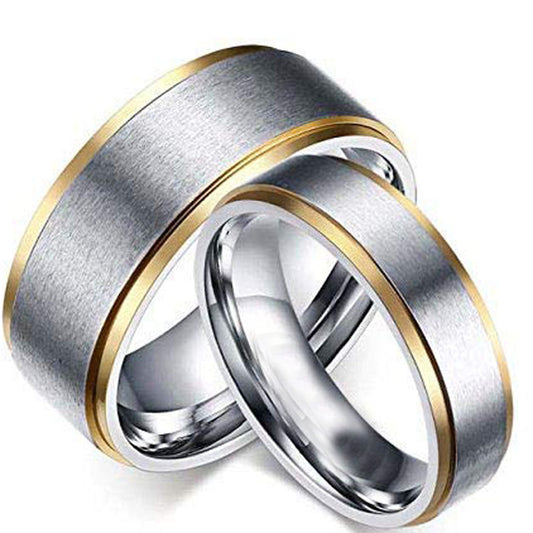 Karatcart Silver Stainless Steel Couple Rings for Men and Women