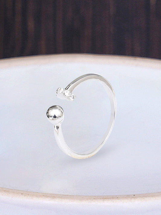 925 Sterling Silver Adjustable Crystal Ring