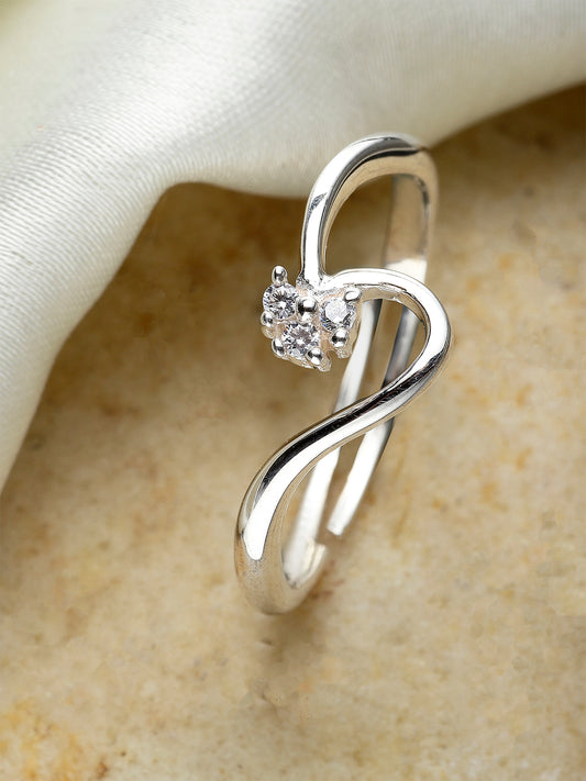 925 Sterling Silver Adjustable Crystal Adjustable Ring for Women