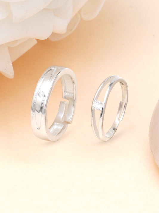KUNUZ 925 Sterling Silver Adjustable Couple Rings