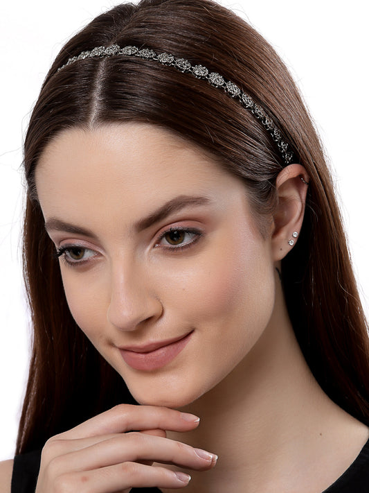 Oxidised Silver Plated Antique Texture Hairband