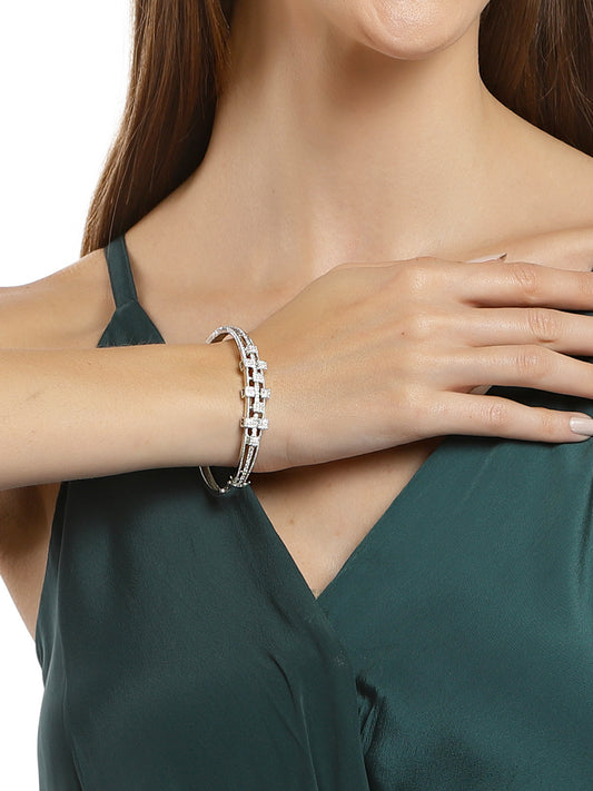 Karatcart Silver Tone Cubic Zirconia Bracelet for Women