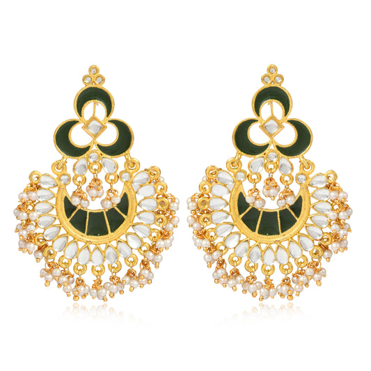 GoldPlated Fashion German Chandbali Hook Dangler Stylish Fancy Party Wear Earrings For Women