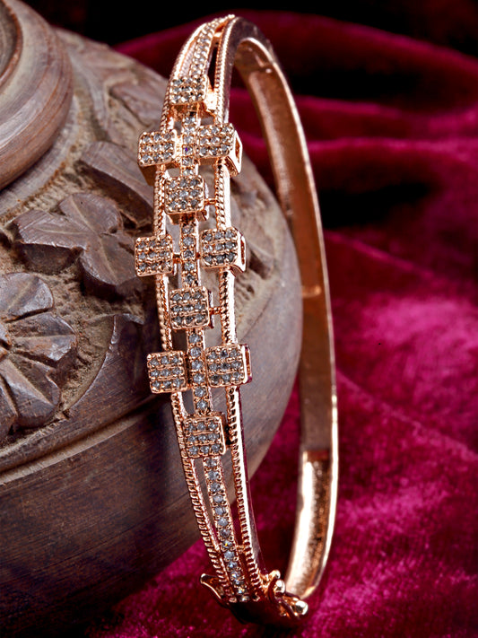 Karatcart Rose Gold Plated Cubic Zirconia Bracelet for Women