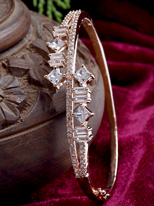 Karatcart Rose Gold Plated AD Studded Bracelet for Women