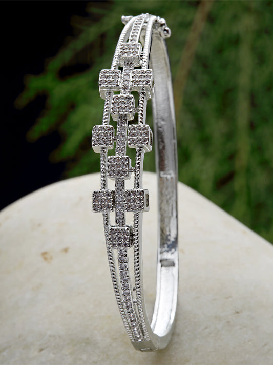 Karatcart Silver Tone Cubic Zirconia Bracelet for Women