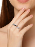 Platinum Plated Elegant Couple Adjustable Ring with Pink Stone