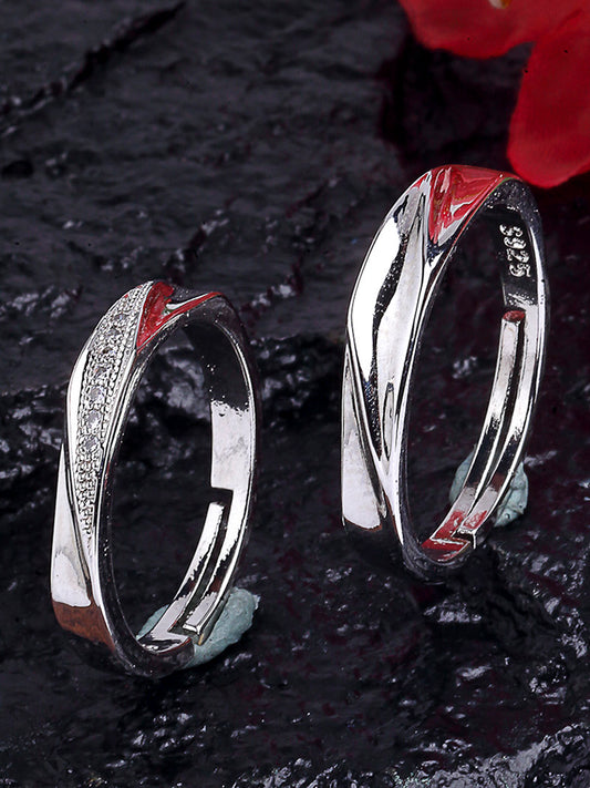 Platinum Plated Elegant Couple Adjustable Ring