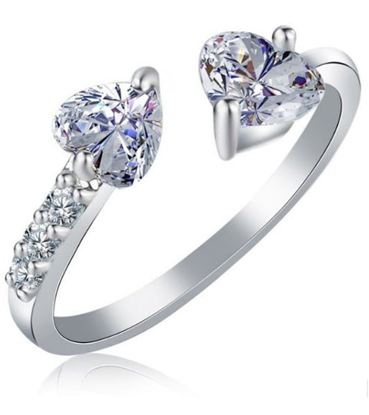 Karatcart Platinum Plated Elegant Austrian Crystal Heart Cut Adjustable Ring