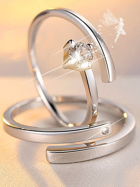 Karatcart Platinum Plated Adjustable Couple Ring