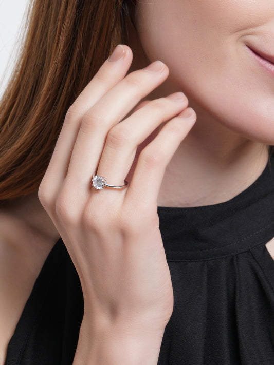 Karatcart Platinum Plated Trendy Elegant Austrian Crystal Adjustable Ring