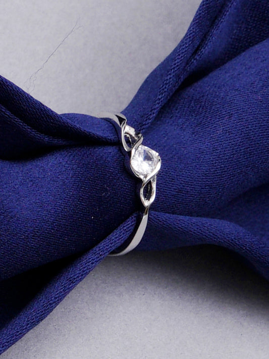 Karatcart Platinum Plated Elegant Classic Crystal Adjustable Ring
