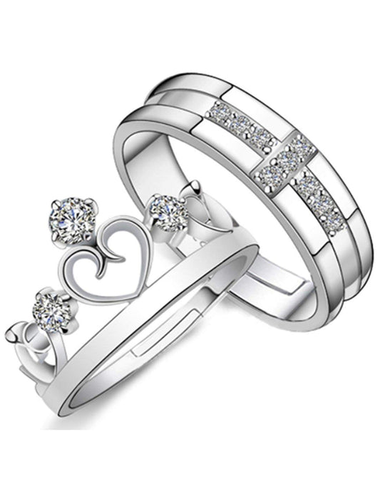 Valentine Gift by Karatcart Platinum Plated Elegant Classic Crystal Couple Ring for Women