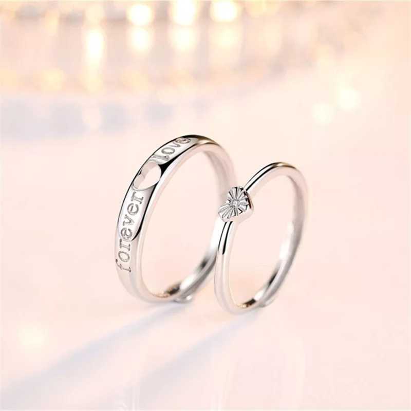 Platinum Plated Heart Shaped Adjustable Couple Ring