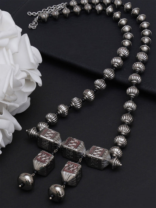 Silver Oxidised Ethnic Traditional Long Necklace for Women